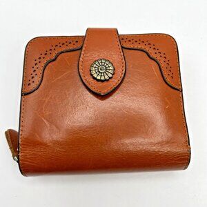 Bostanten Bifold Wallet Womens Burnt Orange Brown ID Window Zip